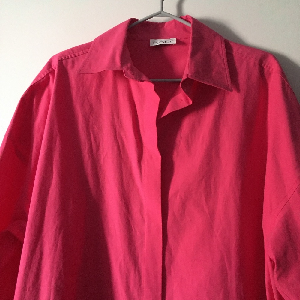 RAEY Bright Pink Oversized Cotton + Lyocell Shirt Dress L XL - Picture 6 of 11
